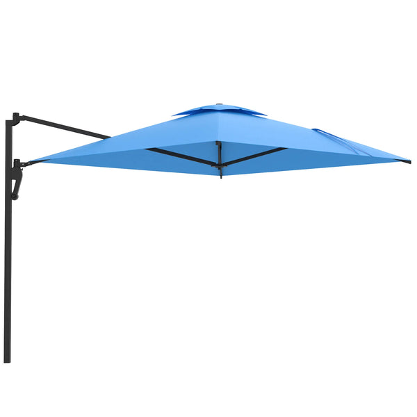 AECOJOY 10ft Cantilever Patio Umbrella, Large Rectangle Umbrella 180° Rotation Offset, Blue