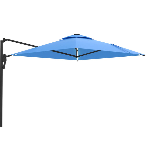 AECOJOY 10FT Large Patio Umbrella with Solar Lights, Rectangle Wall Mounted Outdoor Patio Umbrella, Blue