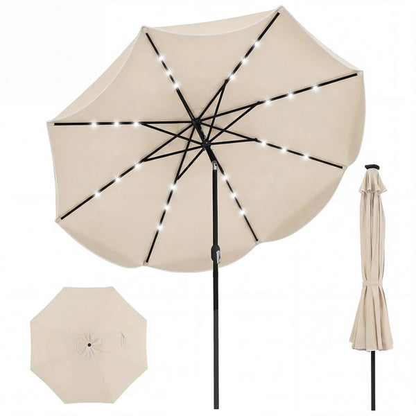 Tangkula 10 FT Solar Patio Umbrella with Base Included