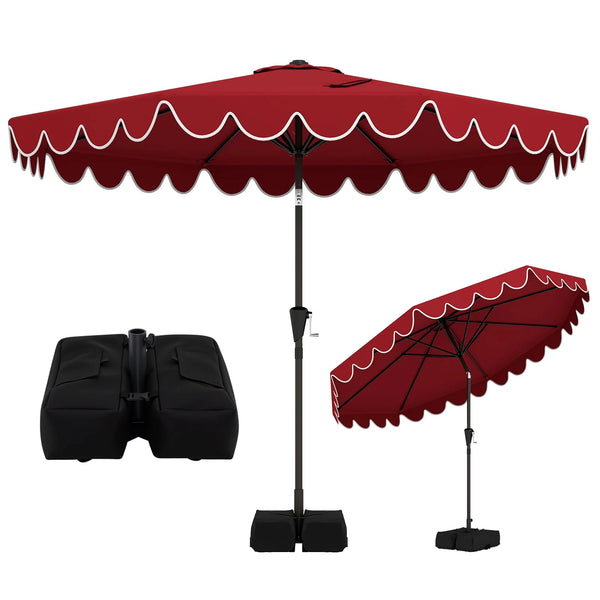 Tangkula 10 FT Patio Umbrella with Base Included with 2 Sandbags